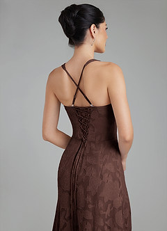 Azazie Bea Bridesmaid Dresses Ganache A-Line Corset Floral Burnout Dress image2