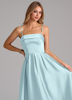 Azazie Lucienne Abiti da Damigella Abito Convertibile A-Line in Raso Elasticizzato Senza Cinturino Nuvola Blu image2