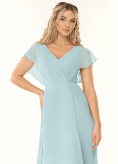 Azazie Rylee Bridesmaid Dresses Mist A-Line Pleated Chiffon Dress image5
