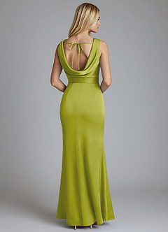 Azazie Tallie Suknie dla druhen Syrena Pofałdowany Satyna elastyczna Do ziemi Sukienka image6