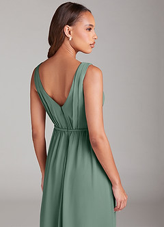 Azazie Tanicia Bridesmaid Dresses Eucalyptus A-Line Pleated Chiffon Dress image6