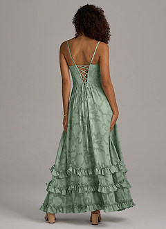 Azazie Lettie Robes de demoiselle d'honneur Robe Trapèze en Blumen-Burnout Corset Matcha image6