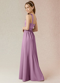 Azazie Jiya Junior A-linja Pliseerattu Joustava satiini Lattian pituus Nuorempi morsiusneito Pukeutua image3