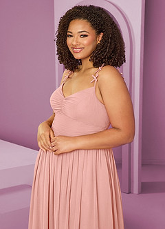 Barbie ♥ Azazie Robes de demoiselle d'honneur Robe Trapèze en Mousseline de soie Plissée Rosette image14