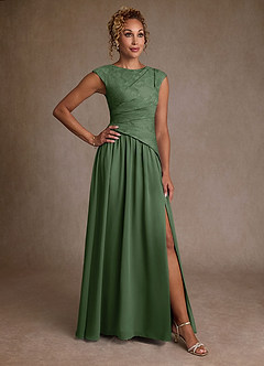 Azazie Kalleen Mother of the Bride Dresses Eucalyptus A-Line Pleated Chiffon Dress image1
