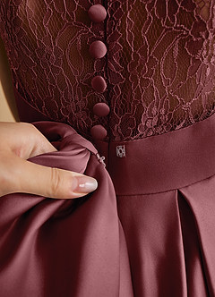 Azazie Sammy Blumenmädchenkleider A-Linie Spitze Matte Satin Kleid Wüstenrose image7
