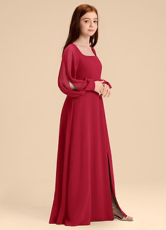 Azazie Bondi Junior Scarlet A-Line Blouson Chiffon Dress image3