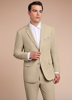 front Miles Tan Seersucker Suit Jacket