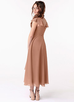 Azazie Posie Junior A-Linie Gestreift Chiffon Kleid Champagner Rosa image2