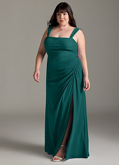 Azazie Jesaphine Bridesmaid Dresses Peacock Sheath Bow Chiffon Dress image12