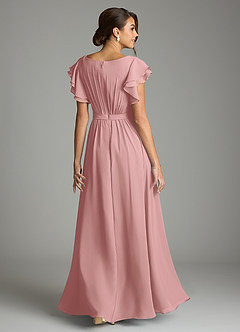 Azazie Daphne Modest Bridesmaid Dresses A-Line Ruffled Chiffon Floor-Length Dress image2