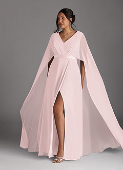 Azazie Isa vestidos de madre de la novia Vestido de Rosa Rubor de Gasa de Corte En A con Cuello en V plisado image10