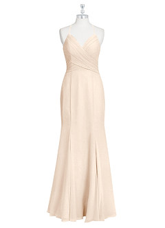 Azazie Carolina Final Sale White Alabaster Mermaid Ruched Chiffon Dress image6