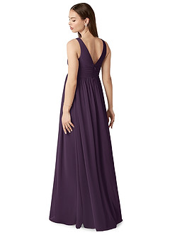 Azazie Yetta Maternity Bridesmaid Dresses A-Line V-Neck Gathered Chiffon Floor-Length Dress image5