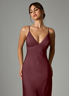 Azazie Stefania Robes de demoiselle d'honneur Robe Trapèze en Satin extensible Sangria image6