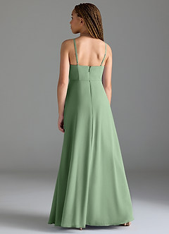 Azazie Moira Junior Abito A-Line in Chiffon Con Tasche Matcha image5