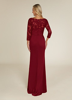 Azazie Alisondra Mother of the Bride Dresses Burgundy Sheath Scoop Lace Lace Dress image2