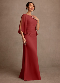 Azazie Anaheim Mother of the Bride Dresses Rust A-Line Pleated Chiffon Dress image3