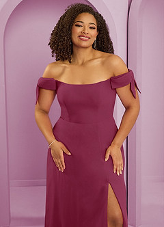 Barbie ♥ Azazie Bridesmaid Dresses Mulberry A-Line Off the Shoulder Chiffon Convertible Dress image11