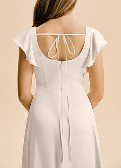 Azazie Bondi Junior White Alabaster A-Line Side Slit Stretch Satin Dress image6