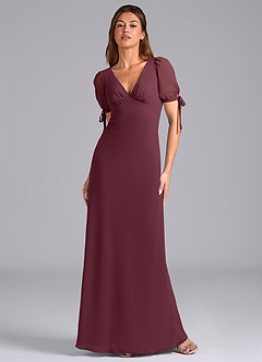 Azazie Pheby Bridesmaid Dresses Cabernet A-Line Pleated Chiffon Dress image1