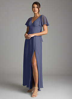 Azazie Kimber Bridesmaid Dresses Stormy A-Line Flounce Sleeve Chiffon Dress image5