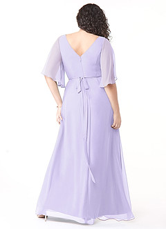 Azazie Cierra Bridesmaid Dresses Lilac A-Line V-Neck Chiffon Dress image10