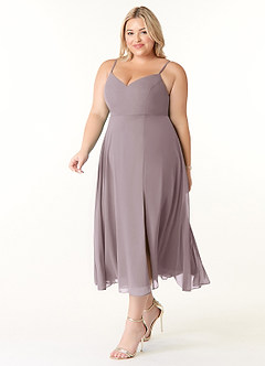 Azazie Clarissa Bridesmaid Dresses Dusk A-Line V-Neck Chiffon Dress image9