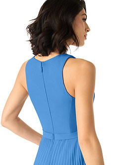 Azazie Lindie Bridesmaid Dresses Blue Jay A-Line Scoop Pleated Chiffon Dress image5