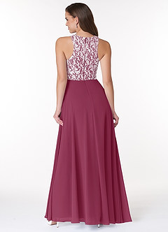 Azazie Kate Bridesmaid Dresses A-Line Lace Chiffon Floor-Length Dress image2