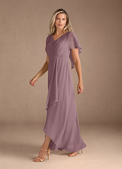 Azazie Eliza Mother of the Bride Dresses Dusty Rose A-Line V-Neck Pleated Chiffon Dress image4