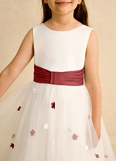 Azazie Cricket vestidos de niña de las flores Vestido de Marfil Óxido de Satin Mate de Princesa con Plisado image8