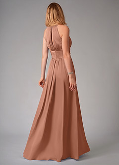 Azazie Bonnie Bridesmaid Dresses Bronzer A-Line Pleated Stretch Satin Dress image2