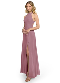 Azazie Clarice Bridesmaid Dresses Vintage Mauve A-Line Halter Chiffon Dress image2