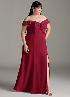 Azazie Sophie Jurken voor bruidsmeisjes Converteerbaar Jurk van Chiffon met A-Lijn Off the Shoulder Bourgondië image10