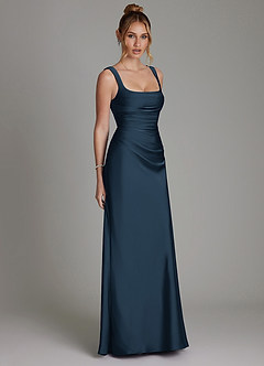 Azazie Agustina Brautjungfernkleider Meerjungfrau-Linie Korsett Stretch-Satin Kleid Dunkelmarine image4