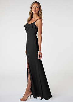 Azazie Natalia Bridesmaid Dresses Black A-Line Chiffon Dress image3