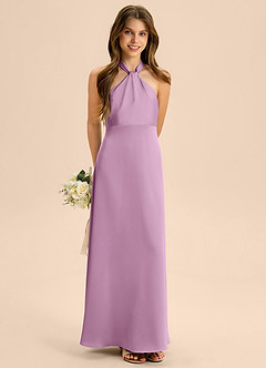 Azazie Beah Junior Robe Trapèze en Satin extensible Plissée Glycine image4