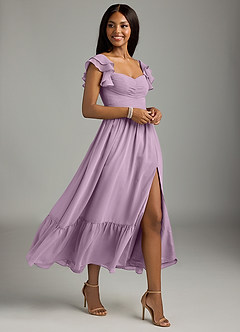 Azazie Anaya Brautjungfernkleider A-Linie Plissee Chiffon Kleid Blauregen image3