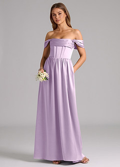 Azazie Hattie Robes de demoiselle d'honneur Robe Trapèze en Satin extensible Corset Frostiges Flieder image5
