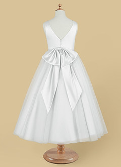 Azazie Marybell Flower Girl Dresses Diamond White A-Line Bow Tulle Dress image6