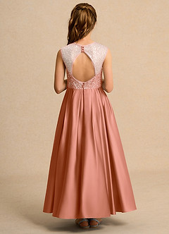 Azazie Candy Girl Jurken voor bloemenmeisjes Baljurk Jurk van Mat Satijn Boog Meer Gesneden image3