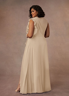 Azazie Narine Mother of the Bride Dresses Champagne A-Line High Neckline Pleated Chiffon Dress image17