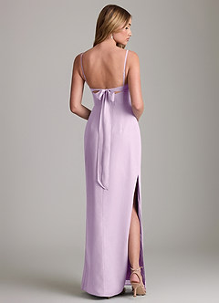 Azazie Mai Bridesmaid Dresses Frosted Lilac Sheath Pleated Chiffon Dress image2