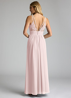 Azazie Maren Allure Bridesmaid Dresses Blushing Pink A-Line V-Neck Lace Chiffon Dress image5