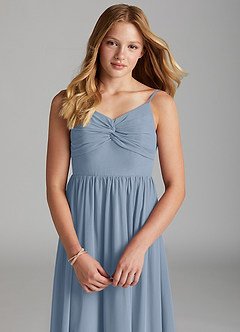 Azazie Zeya Junior Dusty Blue A-Line Chiffon Dress image6