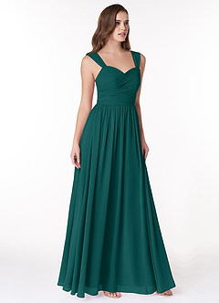 Azazie Zapheira Brudtärnklänningar Klänning av A-Linje i Chiffong Ruched Påfågelblå image4