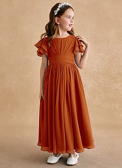 Azazie Ali Flower Girl Dresses Paprika A-Line Pleated Chiffon Dress image4
