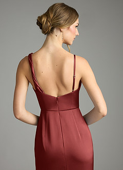 Azazie Samara Robes de demoiselle d'honneur Robe Sirène en Satin extensible Plissé Terracotta image6