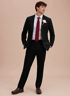 front Ethan Negro Traje de tejido refinado